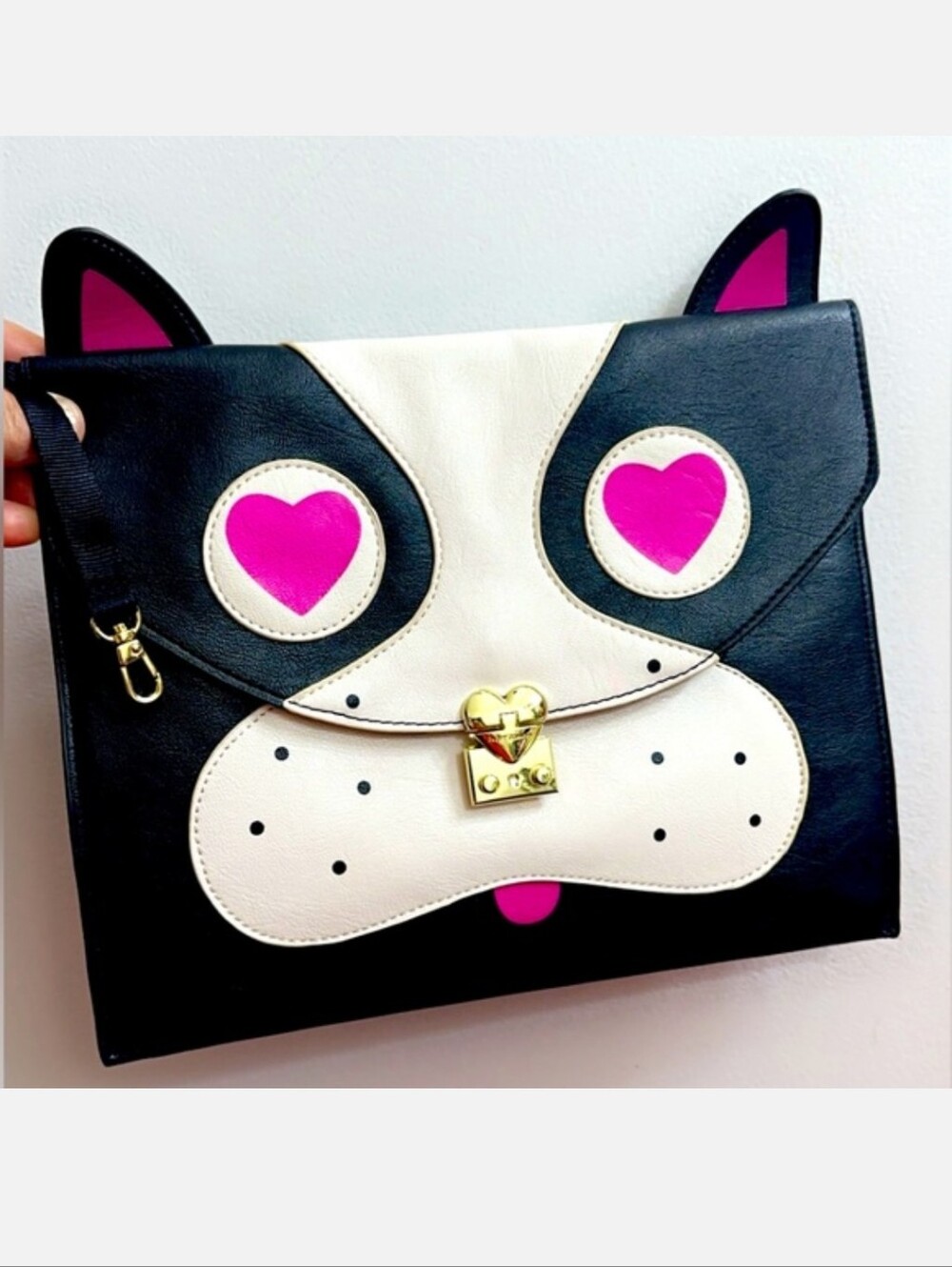 Betsey Johnson French BullDog Clutch Bag EUC